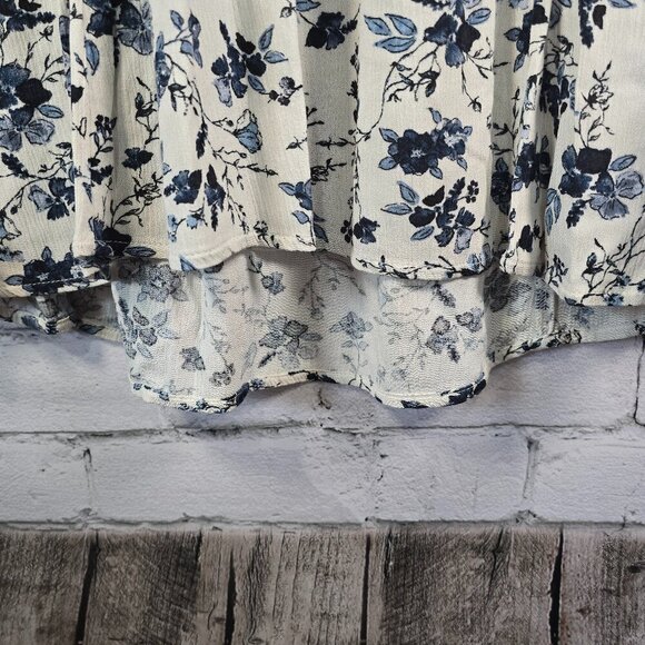 WOMENS KNOX ROSE SUMMER FLORAL PRINT BOHO STYLE DRESSS BLUE WHITE XS OVERSIZED - Picture 2 of 7